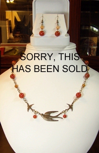 Barn Swallows with Carnelian Necklace and Earring Set